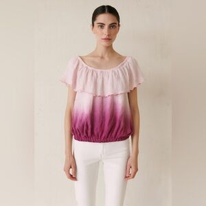 Free People Pink Ombre Ruffle Blouse